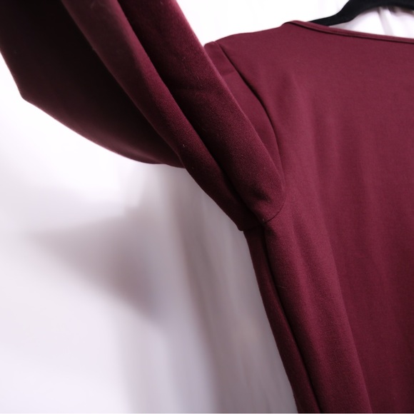 Abercrombie & Fitch Long-Sleeve Ponte Squareneck Seamed Bodysuit Burgundy W Lg - Picture 6 of 11